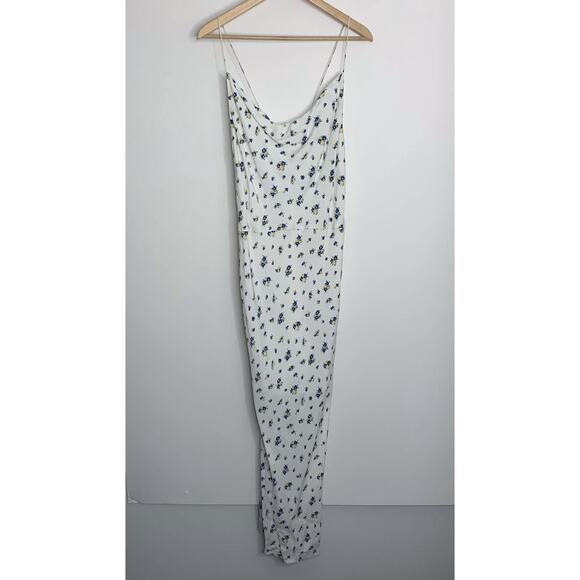 Samsøe Samsøe White Blue Floral Motif Chiffon Apples Slip Midi Dress Large - Picture 2 of 14